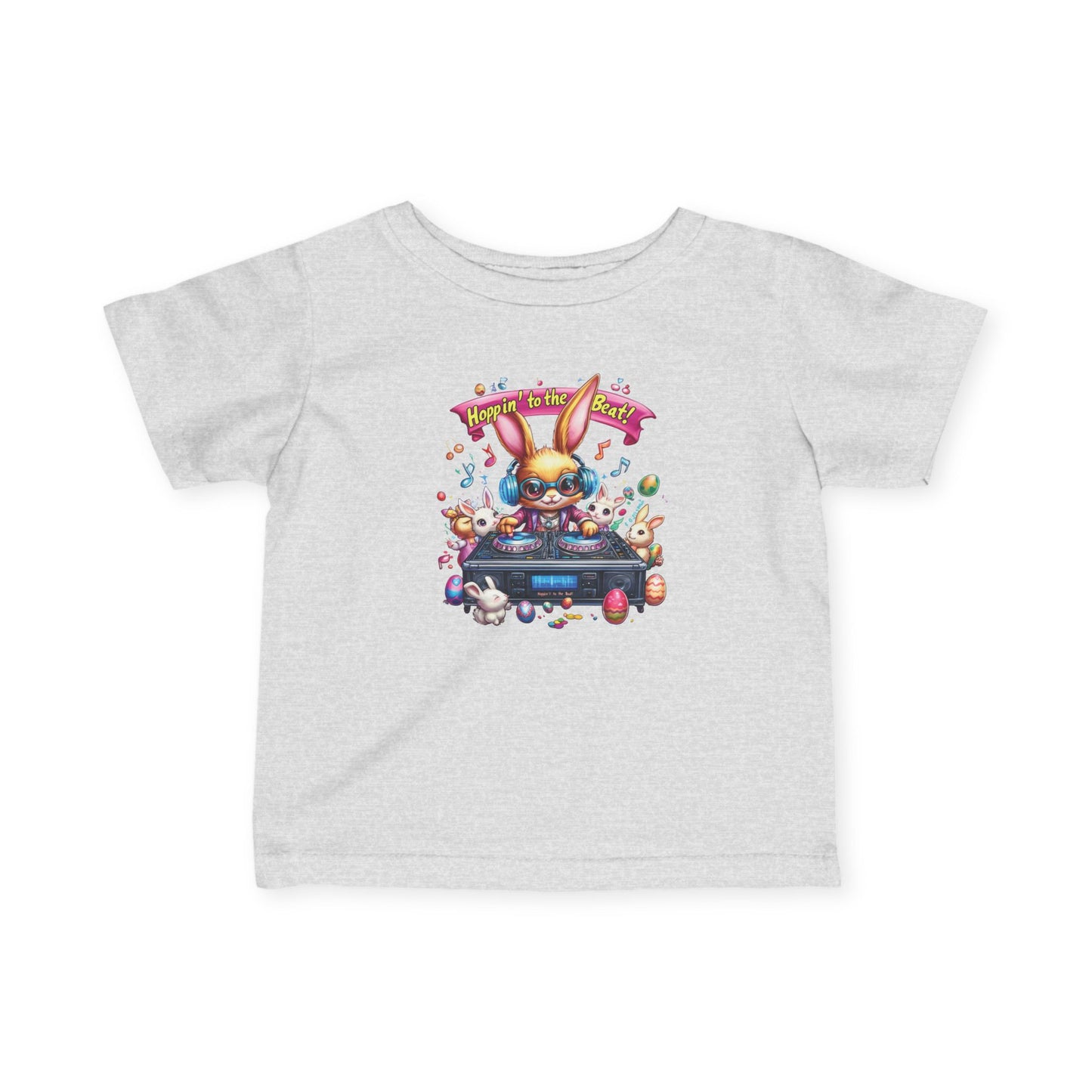 DJ Bunny Infant T-Shirt - Fun Easter Music Shirt for Babies 6 - 24 Months, Cute Spring Outfit with Playful Bunny and Colorful Music Vibes