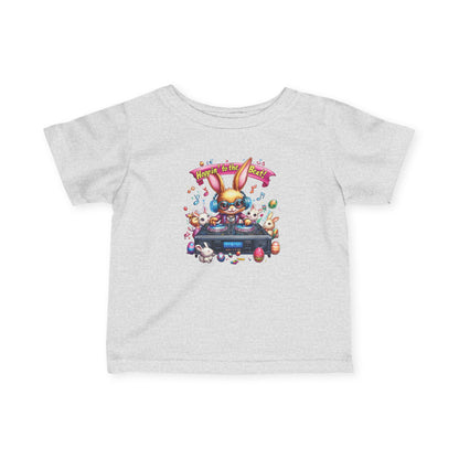 DJ Bunny Infant T-Shirt - Fun Easter Music Shirt for Babies 6 - 24 Months, Cute Spring Outfit with Playful Bunny and Colorful Music Vibes