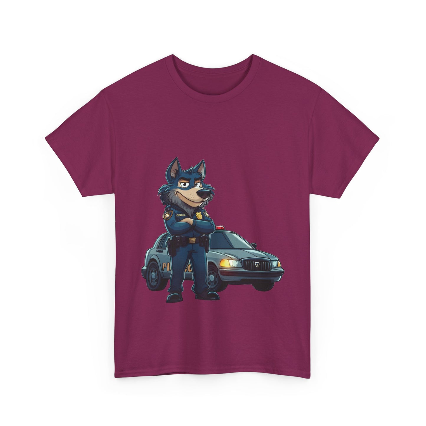 Cool Police Wolf Cartoon Shirt, Funny Cop Animal Graphic Tee,  Law Enforcement Gift T-Shirt, Tee for Dog Lovers, Gifts for Police Week