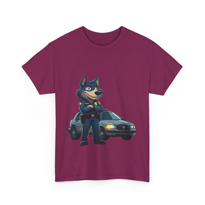 Cool Police Wolf Cartoon Shirt, Funny Cop Animal Graphic Tee,  Law Enforcement Gift T-Shirt, Tee for Dog Lovers, Gifts for Police Week