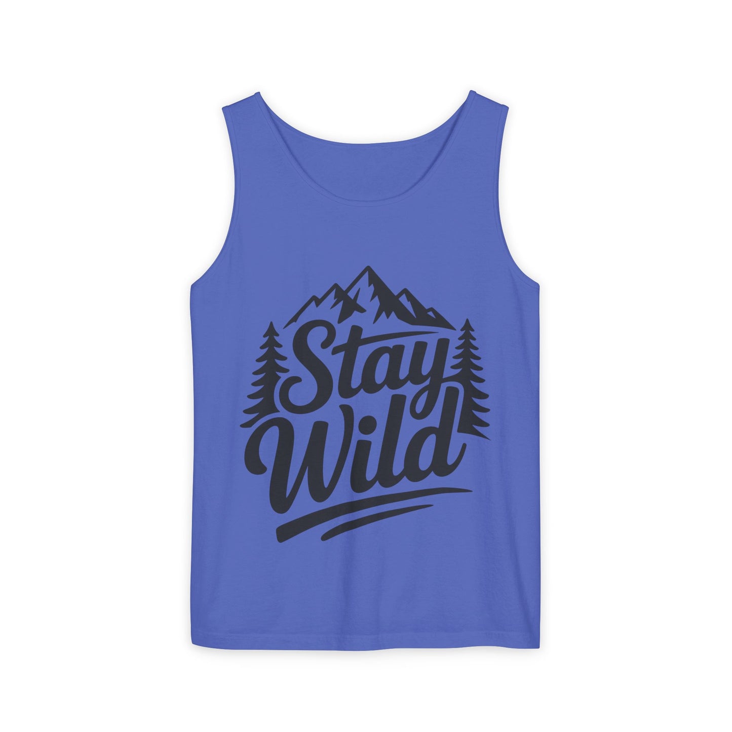 Stay Wild Garment-Dyed Mens Tank Top, Boho Summer Top, Adventure Shirt, Nature Lover Apparel, Gift for Hikers, Outdoor Clothing