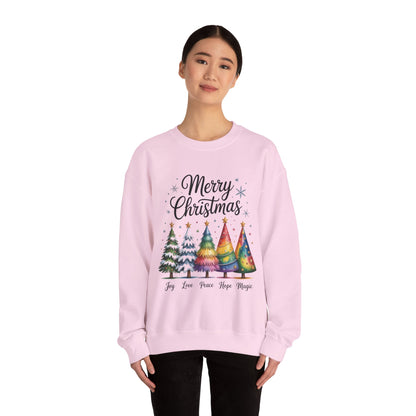 Merry Christmas Women's Sweatshirt, Joy Love Peace Hope Magic Pullover, Women's Heavy Blend™ Crewneck Sweatshirt