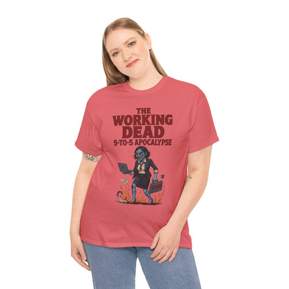 The Working Dead 9-to-5 Apocalypse Women's T-Shirt, Horror Office Zombie Top, Halloween Office Humor