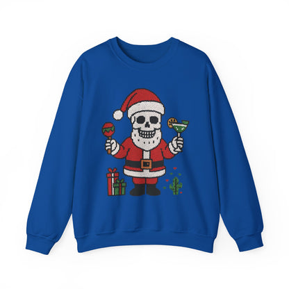 Funny Santa Skull Christmas Men's Sweatshirt, Holiday Margarita Pullover