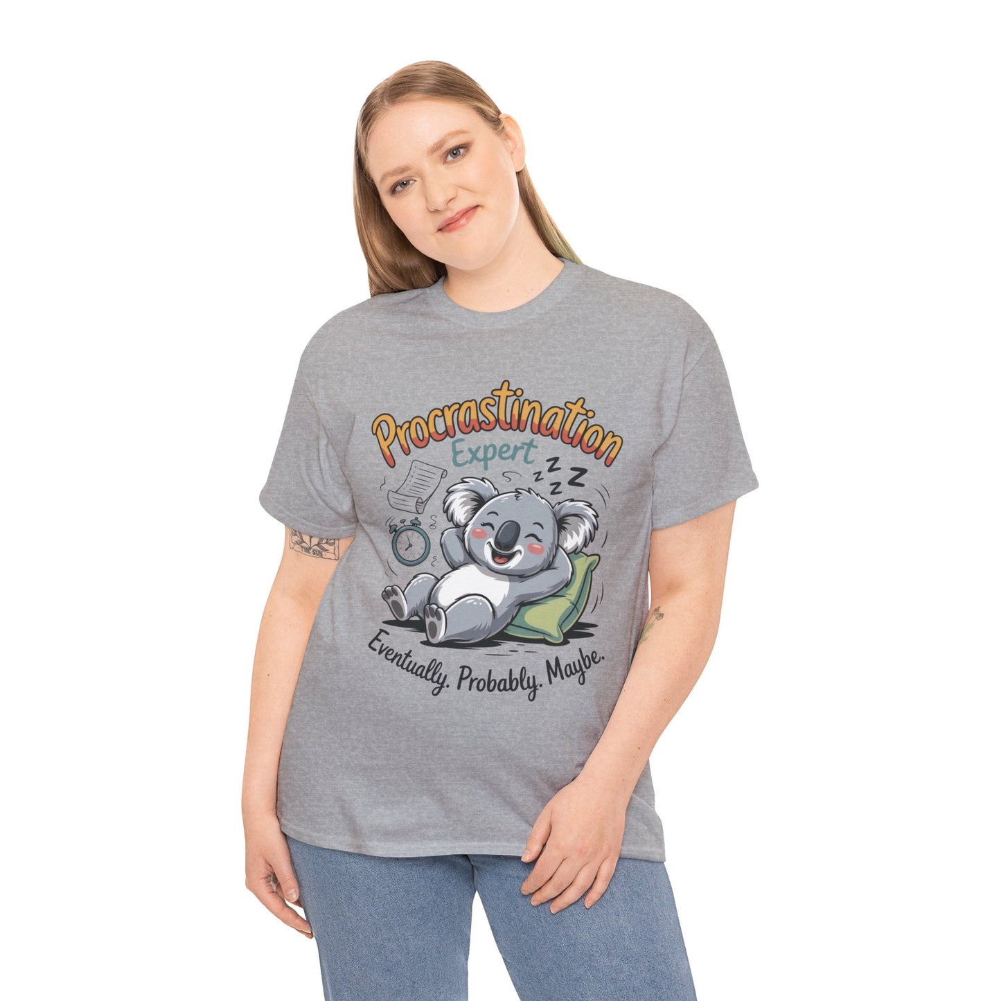 Procrastination Expert Cotton Tee, Funny T-Shirt, Cute Koala Design, Gift for Students, Relaxed Fit Shirt, Gift for Animal Lovers