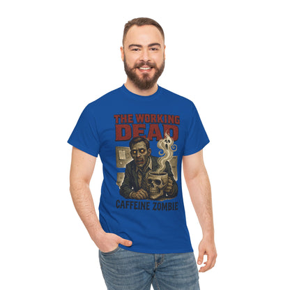 The Working Dead Men's Funny Zombie Work T-Shirt, Office Humor Tee, Halloween Office Tee, Coffee Zombie Shirt