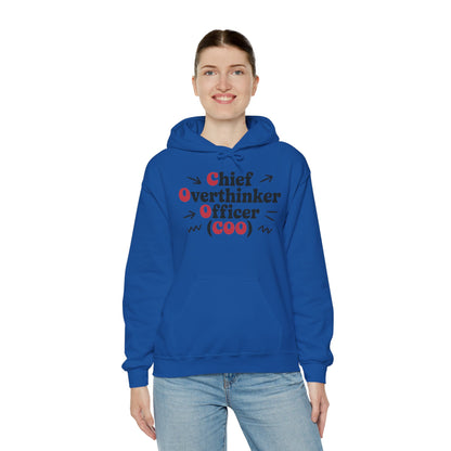 Chief Overthinker Officer Women's Hoodie, Funny COO Graphic Pullover, Sarcastic Office Humor Gift, Women's Heavy Blend™ Hooded Sweatshirt