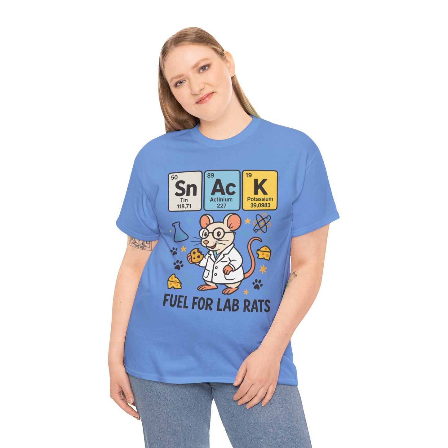 Funny Womens Science T-Shirt,Periodic Table Tee, Fuel for Lab Rats Nerdy Shirt, Gifts for STEM Lovers, Quirky Science Apparel