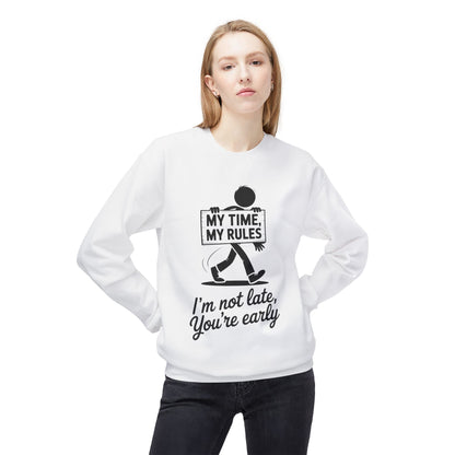 Casual Men's Crewneck Sweatshirt, Funny Sweatshirt for Men, Perfect Gift for Friends, My Time My Rules Design, Time Management Humor