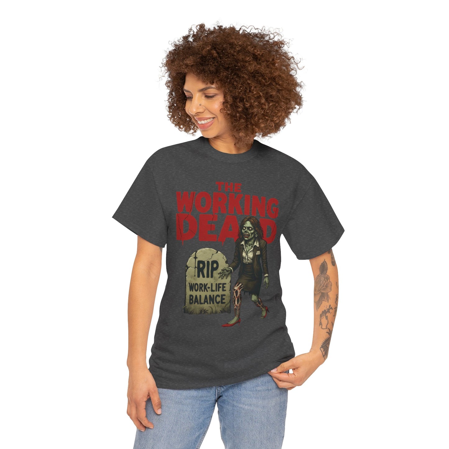 The Working Dead Women's Shirt, Funny Work Life Balance Zombie Tee, RIP Work Shirt, Halloween Office Humor, Overworked Shirt