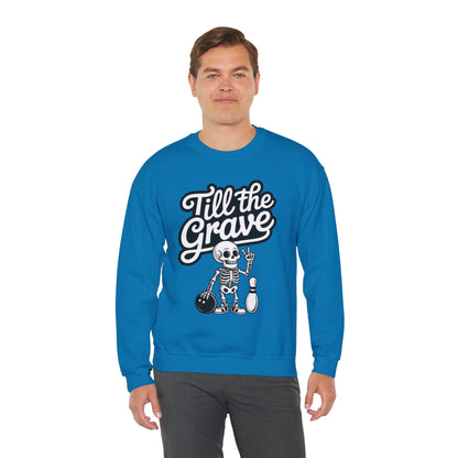 Funny Skeleton Bowling Mens Pullover, Halloween Apparel, Funny Skeleton Bowling Shirt, Casual Mens Crewneck, Cool Bowler Skull Crewneck
