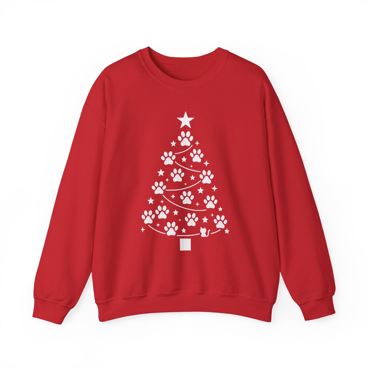 Paw Christmas Tree Women's Sweatshirt, Pet Lover Holiday Sweater