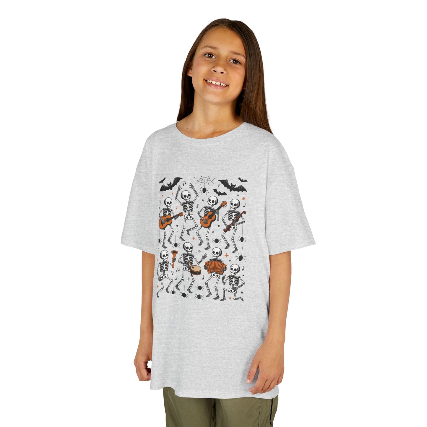 Cute Dancing Skeleton Halloween T-Shirt for Girls Boys, Funny Spooky Band Tee, Kids Halloween Party Top, Cute Fall Outfit Gift
