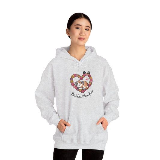 Best Cat Mom Ever Hoodie, Cozy Sweatshirt for Cat Lovers, Gift for Cat Moms, Feline Themed Apparel, Pet Lover Hoodie, Mother's Day Gift