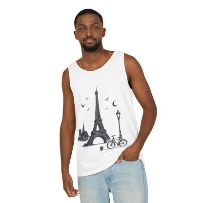 Parisian Dreams Tank Top, Unisex Summer Wear, Graphic Tee, Travel Inspired Apparel, Vacation Outfit, Casual Tank for All Occasions