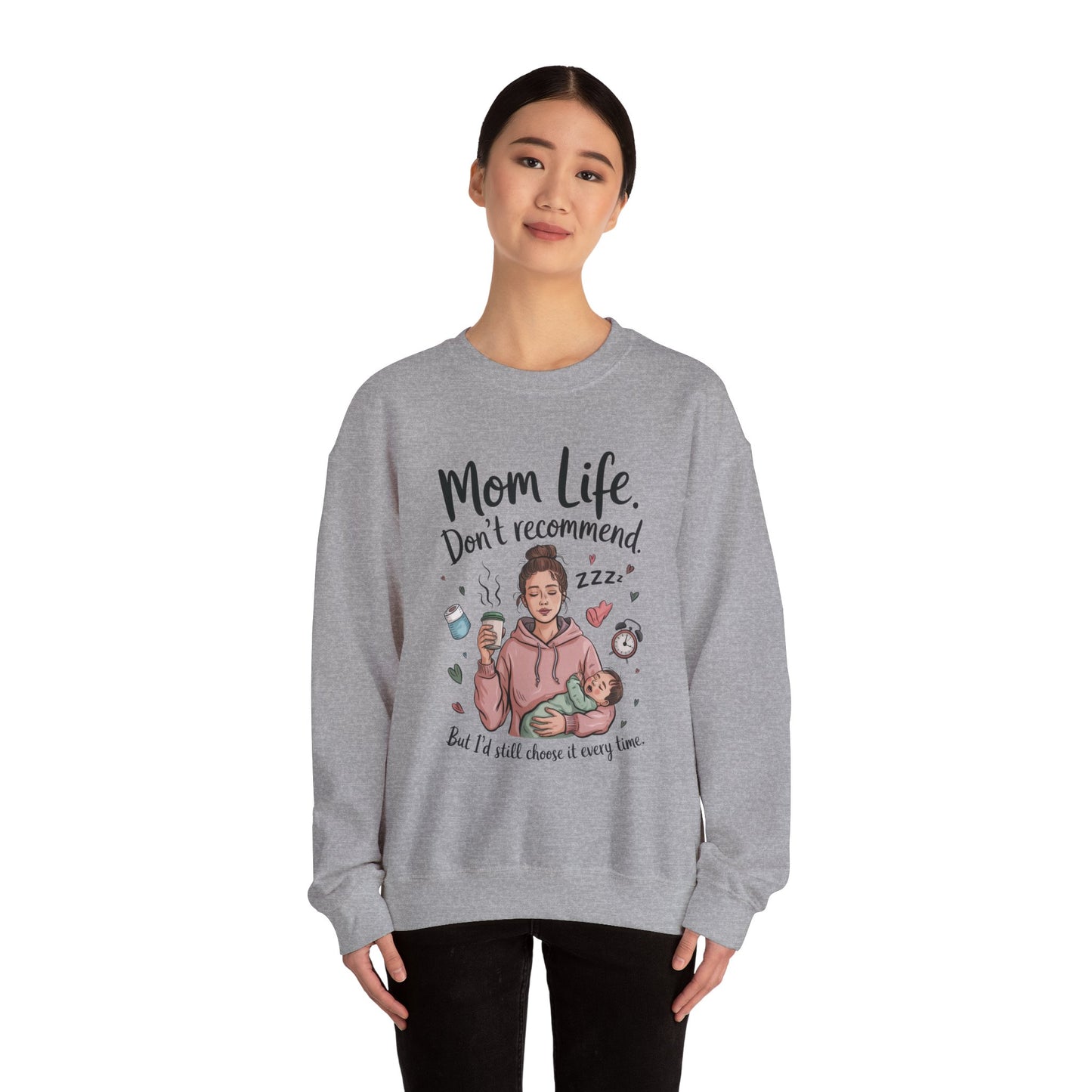 Mom Life Crewneck Sweatshirt, New Mom Gift, Cozy Everyday Wear, Funny Parent Apparel, Tired Mama Humor Tee