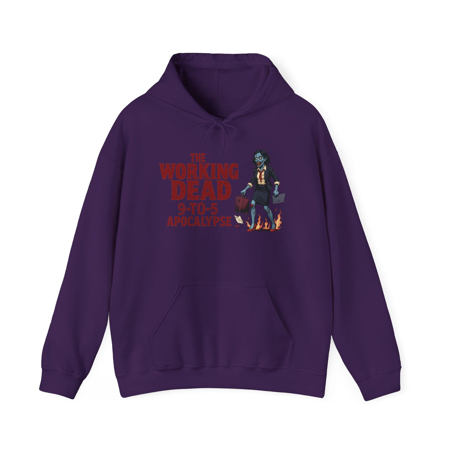 The Working Dead 9-to-5 Apocalypse Hoodie, Women's Horror Office Zombie Sweatshirt, Halloween Zombie Top, Halloween Work Top