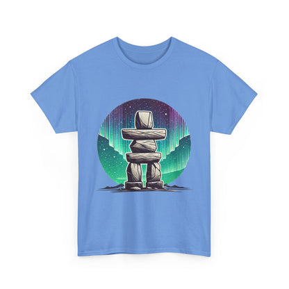 Aurora Stone Inukshuk Tee, Northern Lights Inukshuk T-Shirt,  Arctic Stone Stack Aurora Graphic Tee, Canada Inuit Symbol Shirt