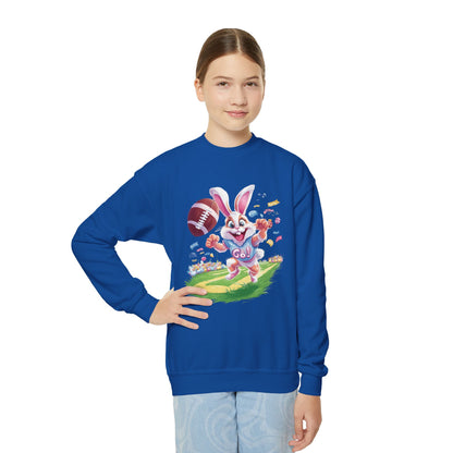 Touchdown Bunny Youth Sweatshirt - Fun Easter Football Bunny Design, Kids Spring Outfit, Game Day Gift, Playful Bunny Sports Shirt