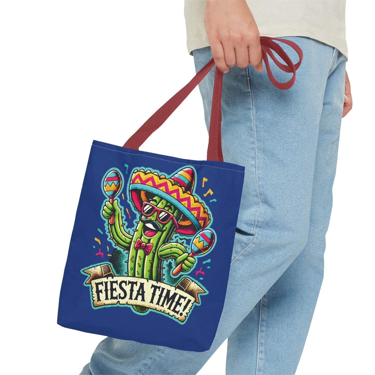 Fiesta Time Cactus Tote Bag, Funny Mexican Party Gift, Sombrero Maracas Print, Cinco de Mayo Bag, Summer Festival Tote, Beach Bag, Shopping