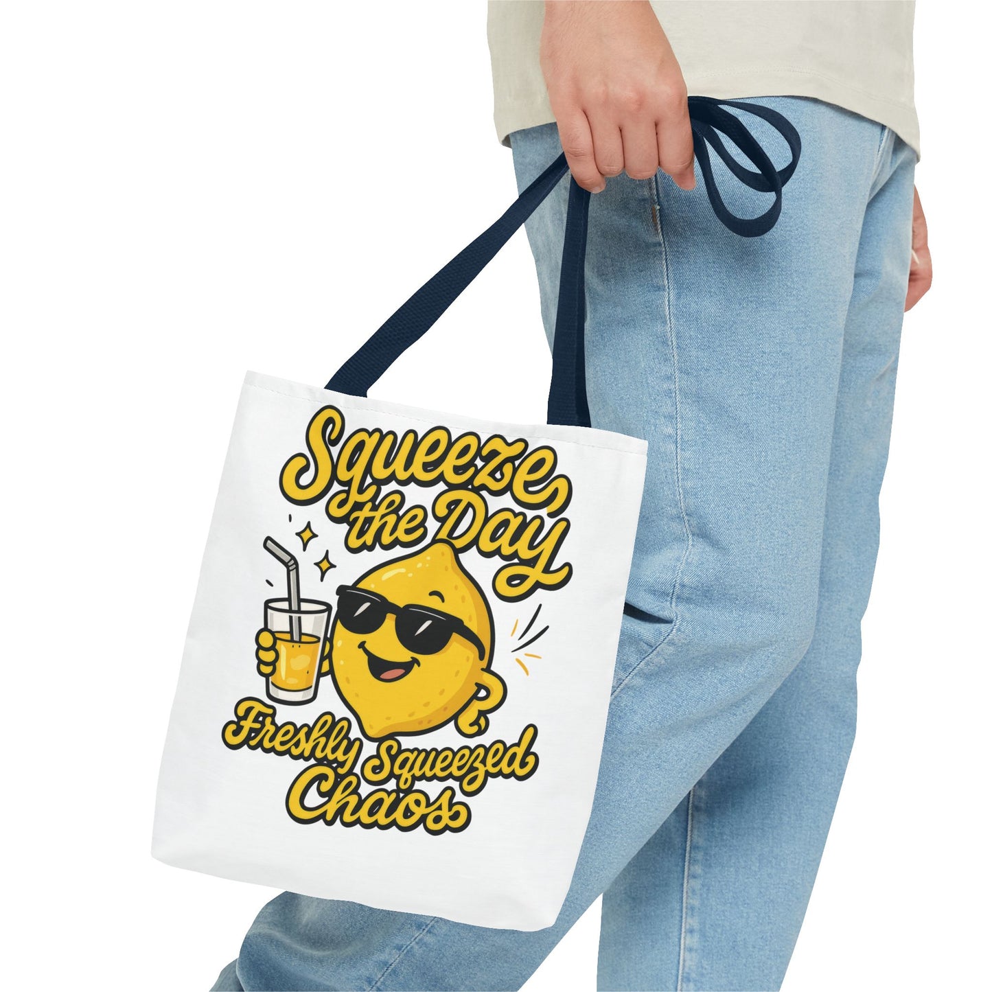 Lemon Themed Tote Bag, Squeeze the Day, Shopping Bag, Gift for Citrus Lovers, Eco-Friendly Carrier, Summer Accessory