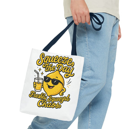 Lemon Themed Tote Bag, Squeeze the Day, Shopping Bag, Gift for Citrus Lovers, Eco-Friendly Carrier, Summer Accessory