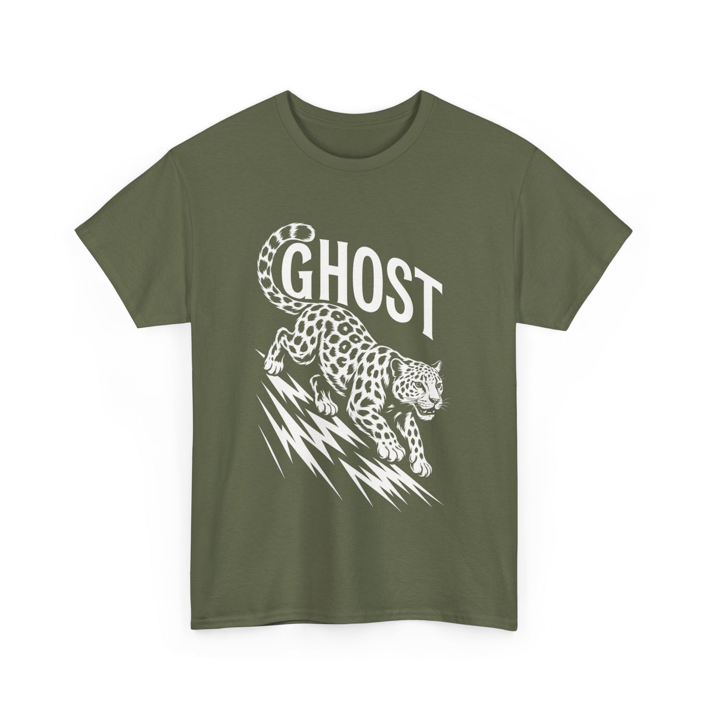 Ghost Leopard Graphic Tee, Mens T-Shirt, Casual Wear, Animal Print Top, Gift for Cat Lovers, Halloween Outfit