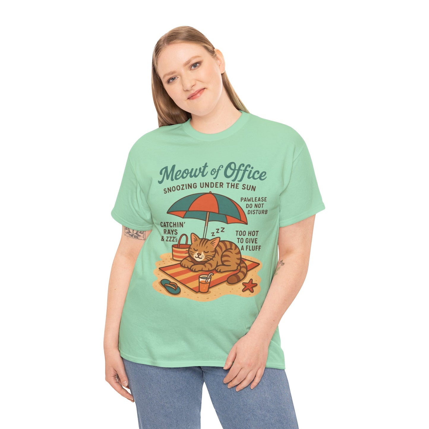 Cat Shirt, Cute Beach Cat Womens T-Shirt, Funny Summer Vacation Tee, Lazy Cat Humor Gift, Cat Lover T-Shirt, Vacation Humor Tee