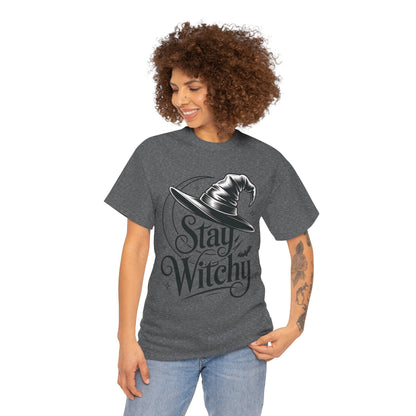 Stay Witchy Gothic Moon Witch Hat Women's T-Shirt, Minimalist Halloween Witchy Graphic Tee