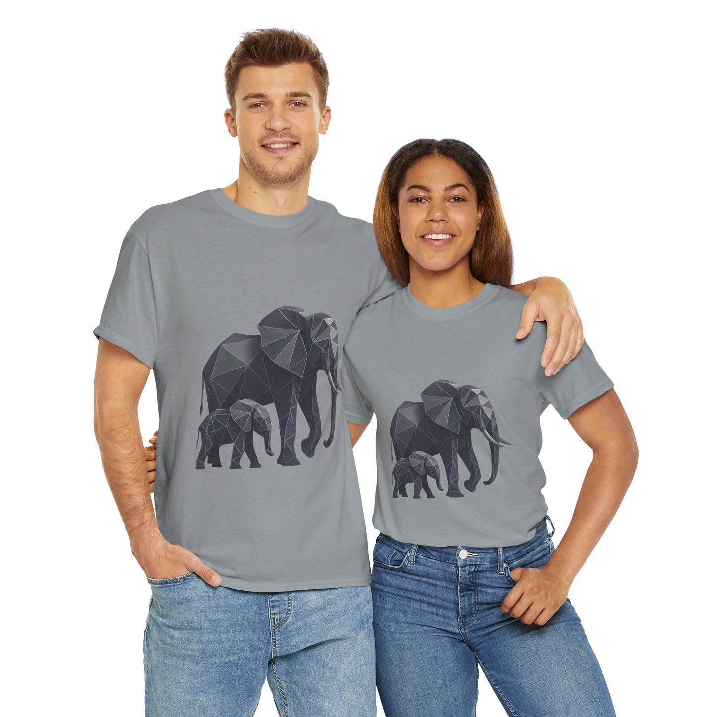 Geometric Elephant Tee - Minimalist Art Shirt, Nature Lover Gift, Animal Print T-Shirt, Unisex Cotton Tee, Eco-Friendly Wear