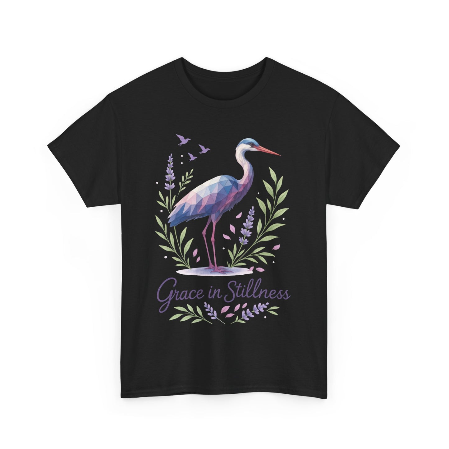 Polygonal Heron Graphic Shirt, Womens Artistic Bird Tee, Nature-Inspired Minimalist Design, Geometric Crane Tee, Bird Lovers Gift