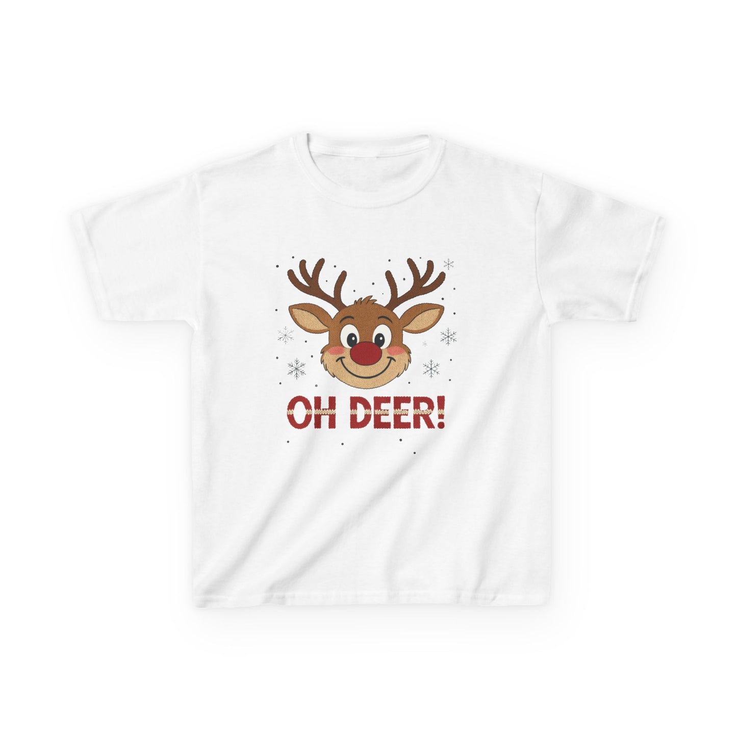 Girls Oh Deer Christmas T-Shirt, Cute Reindeer Kids Holiday Tee