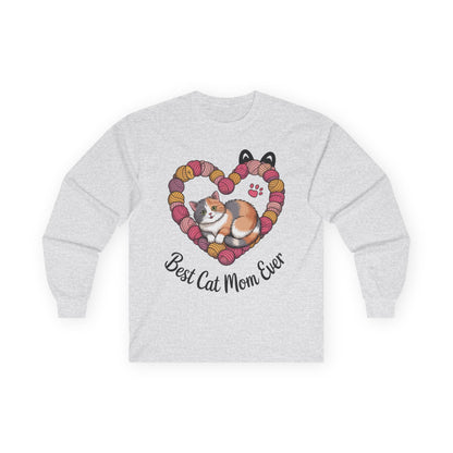 Best Cat Mom Ever Long Sleeve Tee, Cat Lover Gift, Pet Parent Apparel, Birthday Gift for Cat Moms, Cozy Cat Mom Shirt