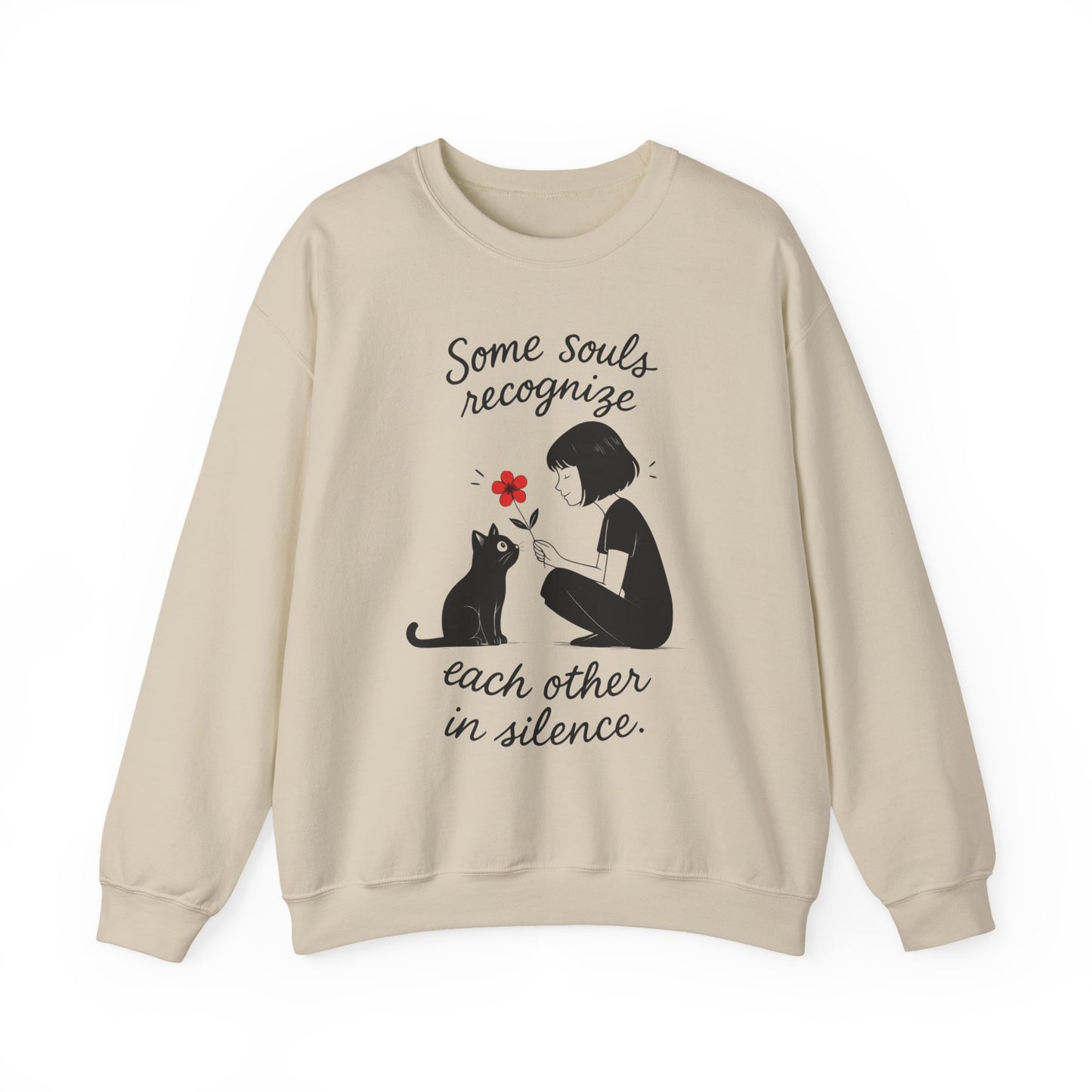 Soulful Cat and Human Crewneck Sweatshirt, Cozy Gift for Cat Lovers, Womens Sweatshirt, Animal Lover Apparel, Thoughtful Gift Idea