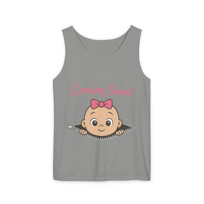 Coming Soon Maternity Tank Top, Cute Baby Girl Pregnancy Announcement Shirt, Expecting Mom Gift, Gender Reveal Tee, Baby Shower Gift