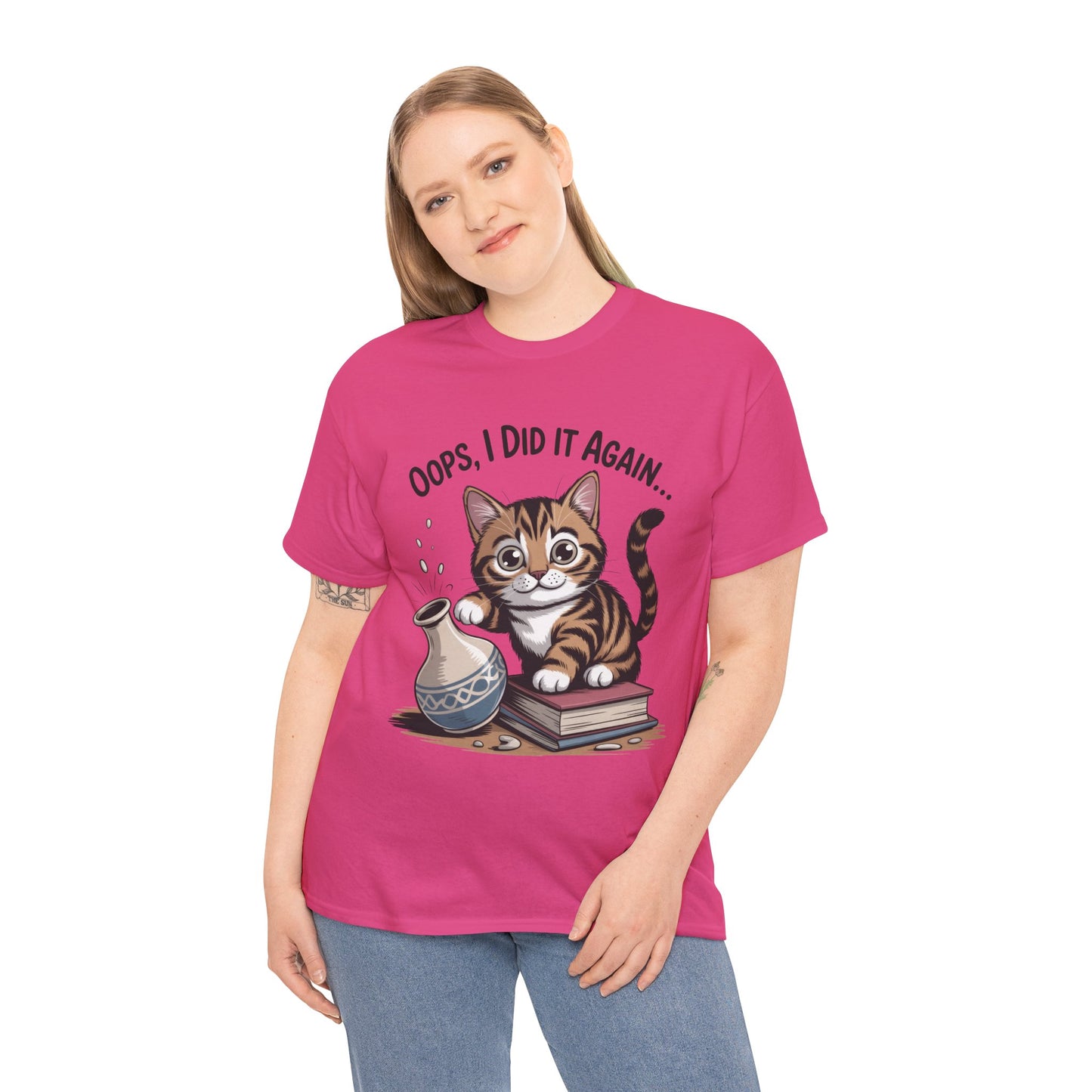 Playful Cat Women's Tee, Funny Oops I Did It Again Design, Cat Lover Gift, Casual Wear, Birthday Gift, Pet Lover Tee, Women's Gift