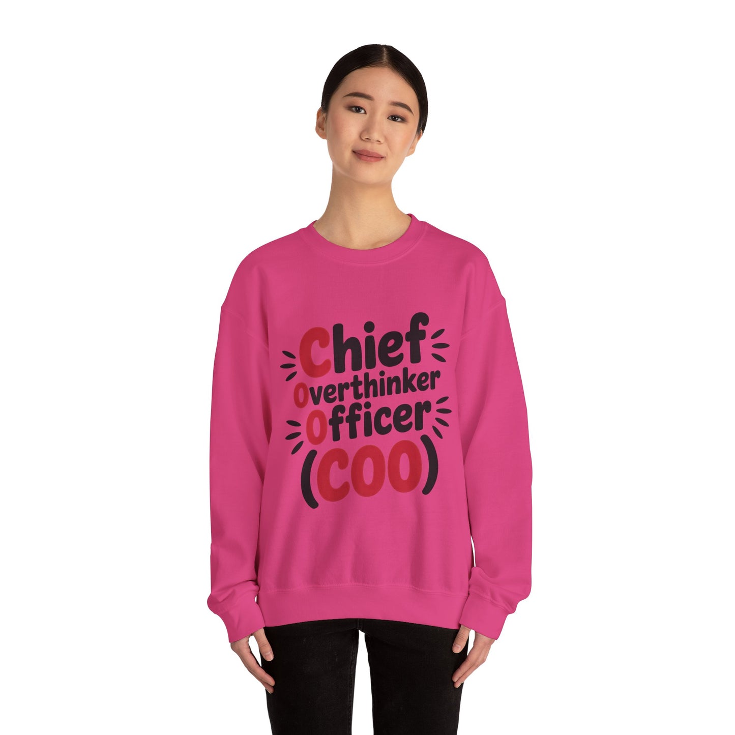 Chief Overthinker Officer Women's Sweatshirt, COO Funny Office Humor Graphic Pullover, Women's Heavy Blend™ Crewneck Sweatshirt