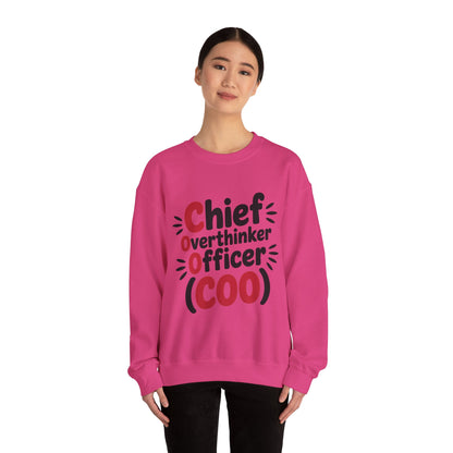 Chief Overthinker Officer Women's Sweatshirt, COO Funny Office Humor Graphic Pullover, Women's Heavy Blend™ Crewneck Sweatshirt
