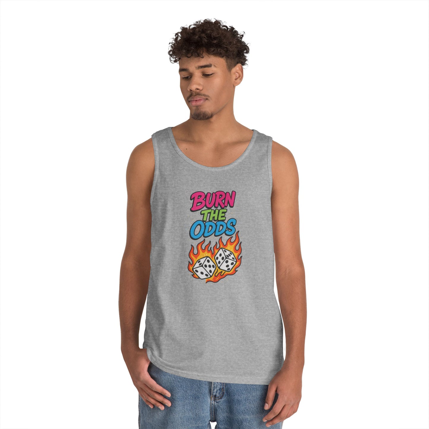 Burn the Odds Tank Top, Casual Summer Wear, Gaming Gift, Dice Design Tee, Gift for Gamers, Funny Tank, Perfect for Parties