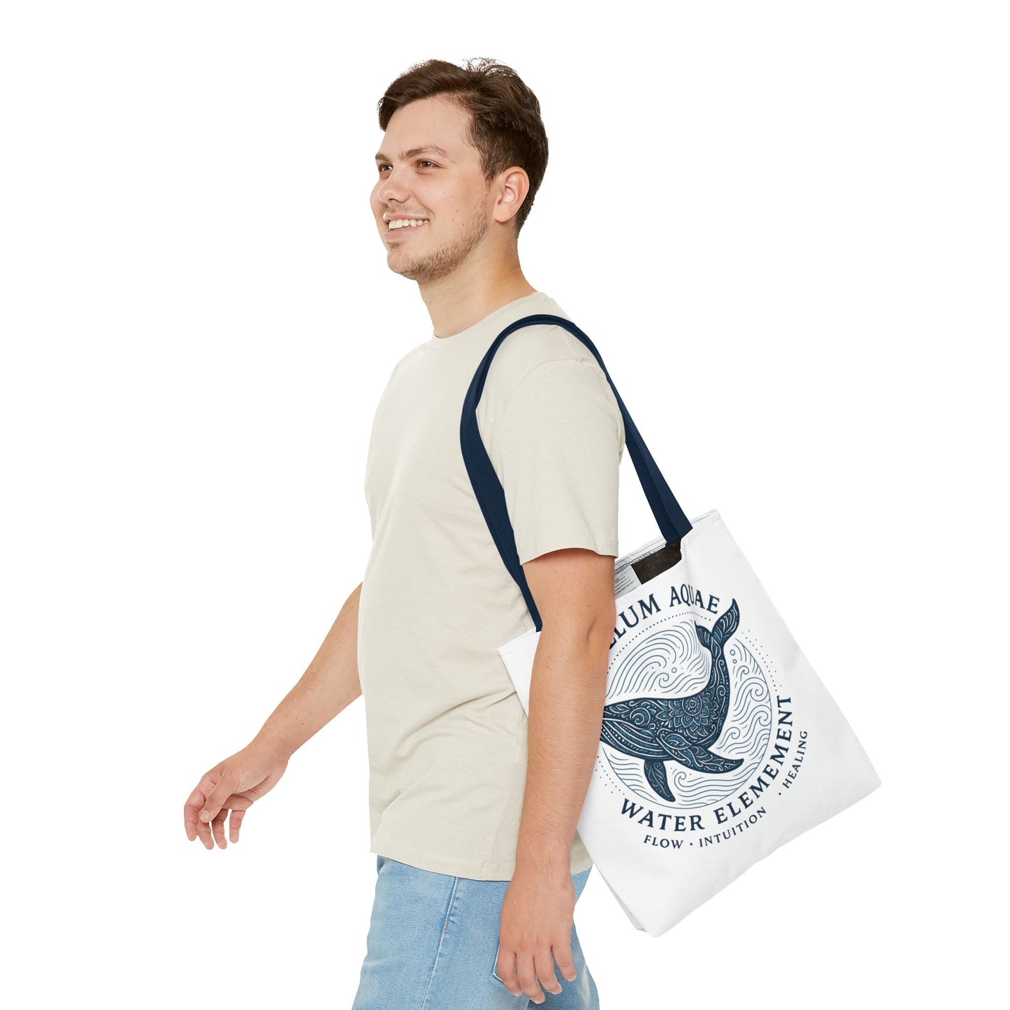 Whale Water Element Tote Bag: Spiritual Gift, Eco-Friendly, Beach Bag, Yoga Accessories, Meditation Essentials, Weekender Bag, Large Bag