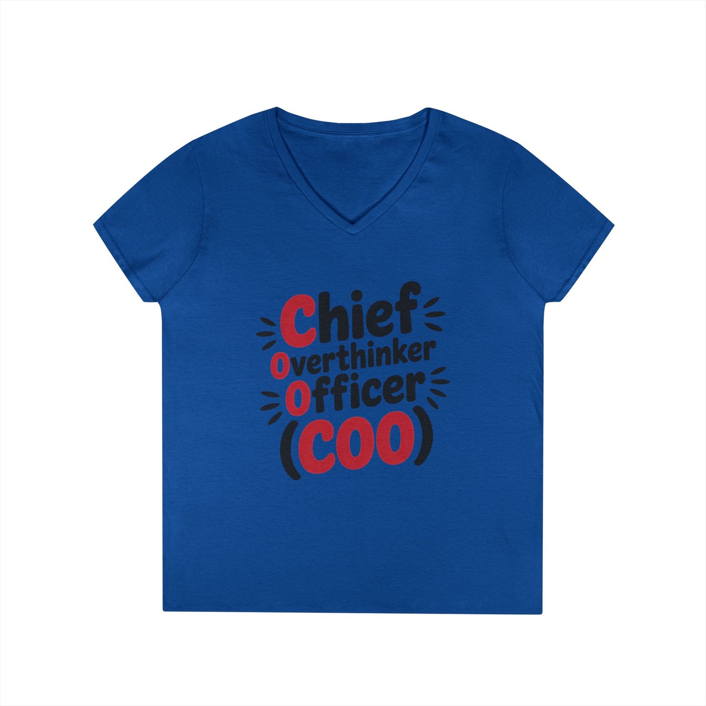 Ladies' V-Neck T-Shirt, Women's COO T-Shirt, Chief Overthinker Officer Funny Graphic Tee, Sarcastic Work Shirt