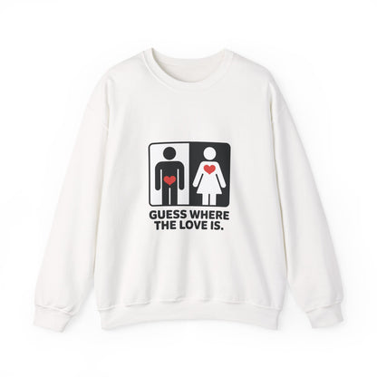 GuesWhere the Love Is Sweatshirt, Couples Gift, Valentines Day Apparel, Matching Sweatshirt, Relationship Sweatshirt, Love Joke Graphic