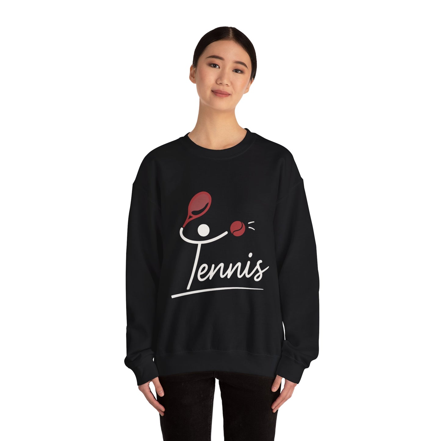 Womens Heavy Blend™ Crewneck Sweatshirt, Womens Tennis Sweatshirt, Cute Sports Graphic Pullover, Workout Gym Activewear Top