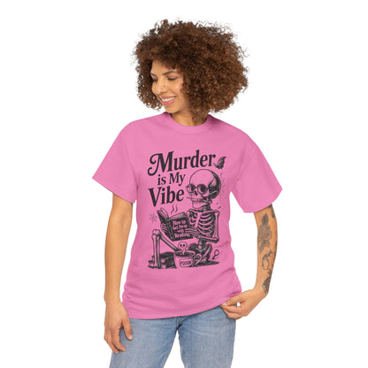 Womens Heavy Cotton Tee - "Murder is My Vibe" Graphic Shirt for Ghoulish Vibes, Halloween Fun, Spooky Season, Casual Wear, Gift for [...]