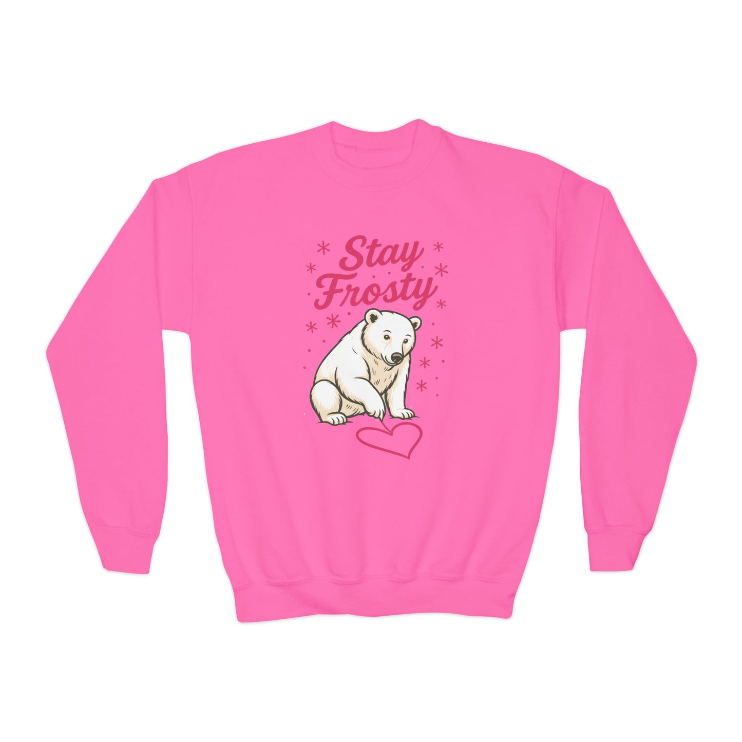 Youth Crewneck Sweatshirt, Kids Stay Frosty Polar Bear Sweatshirt, Cute Winter Animal Pullover for Children