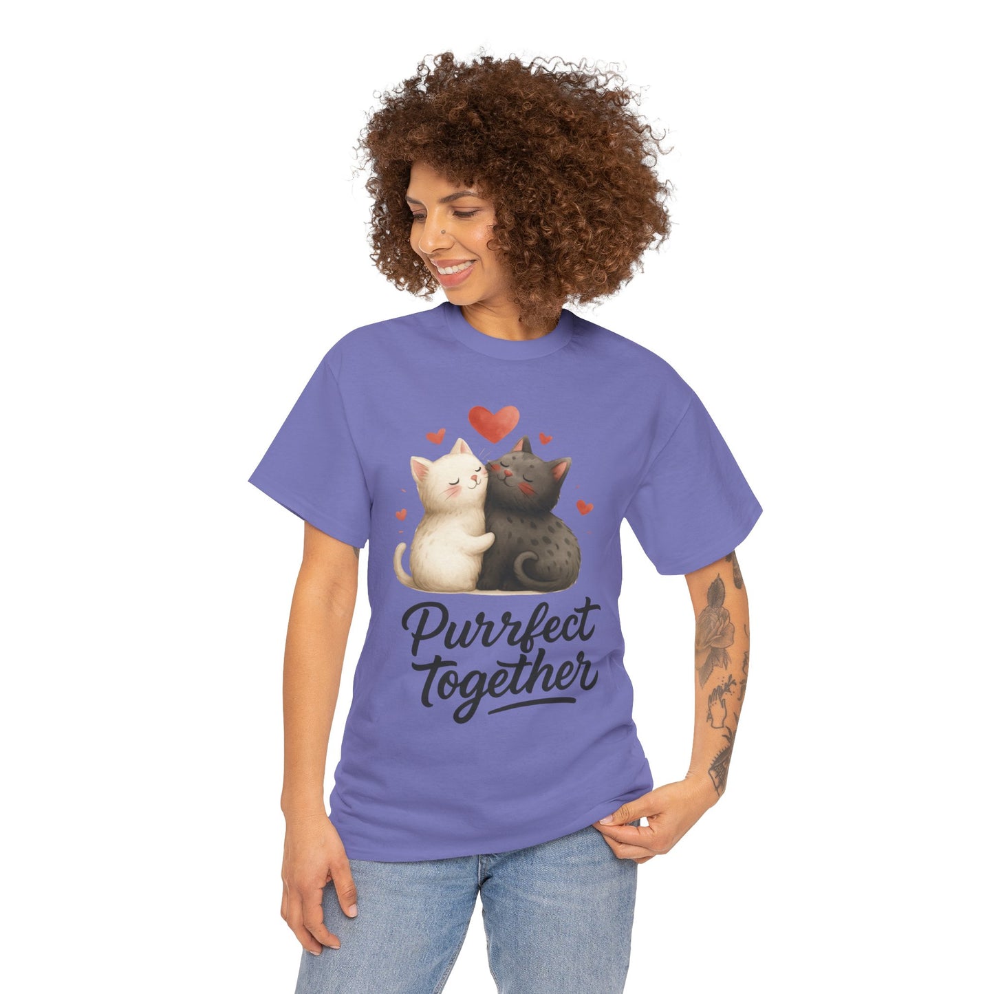 Purrfect Together Cat Womens Tee, Cute Cat Lovers Gift, Funny Animal T-Shirt, Womens Cotton Graphic Tee, Perfect for Valentine's Day, Pet [...]
