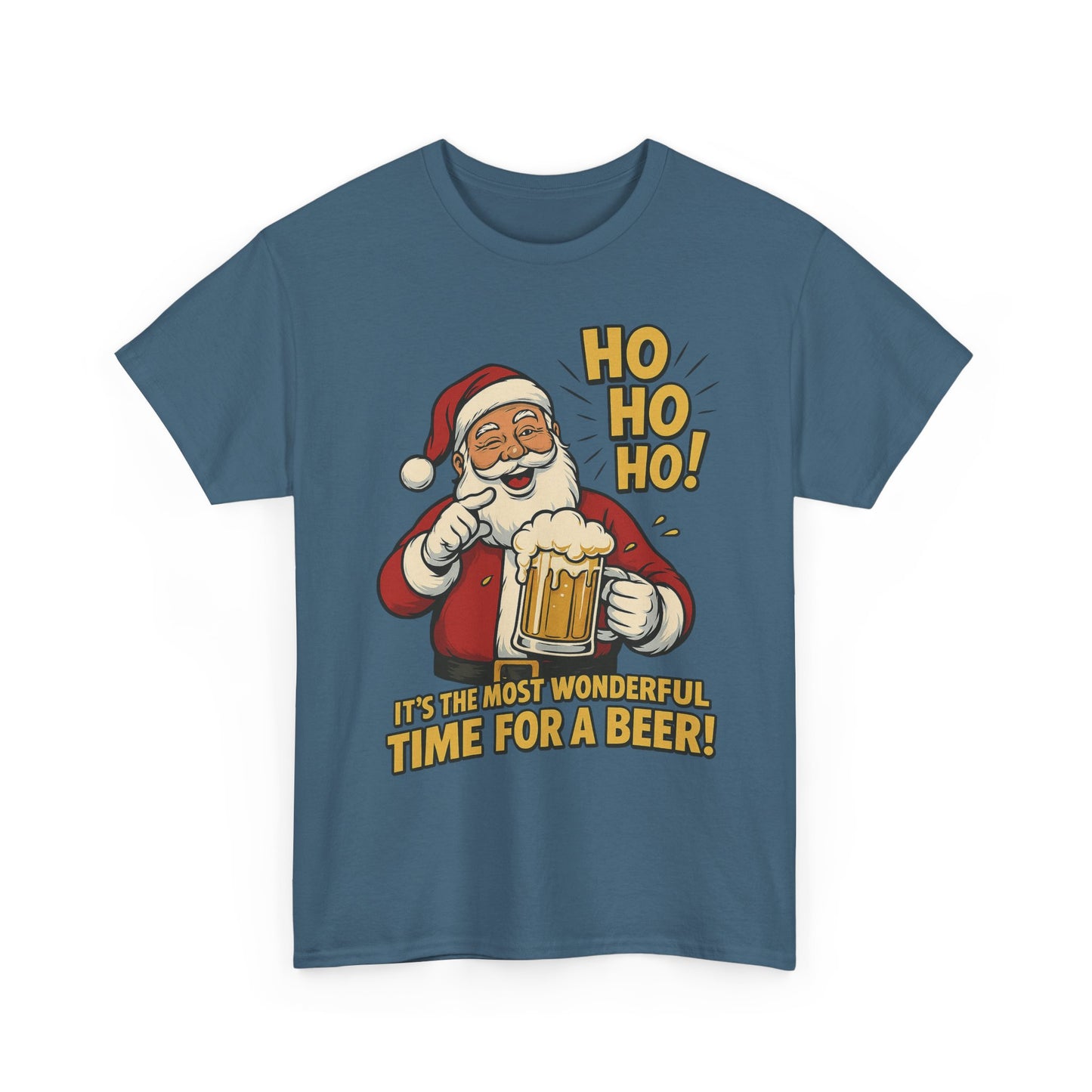 Funny Santa Beer Christmas T-Shirt, Men's Holiday Party Tee