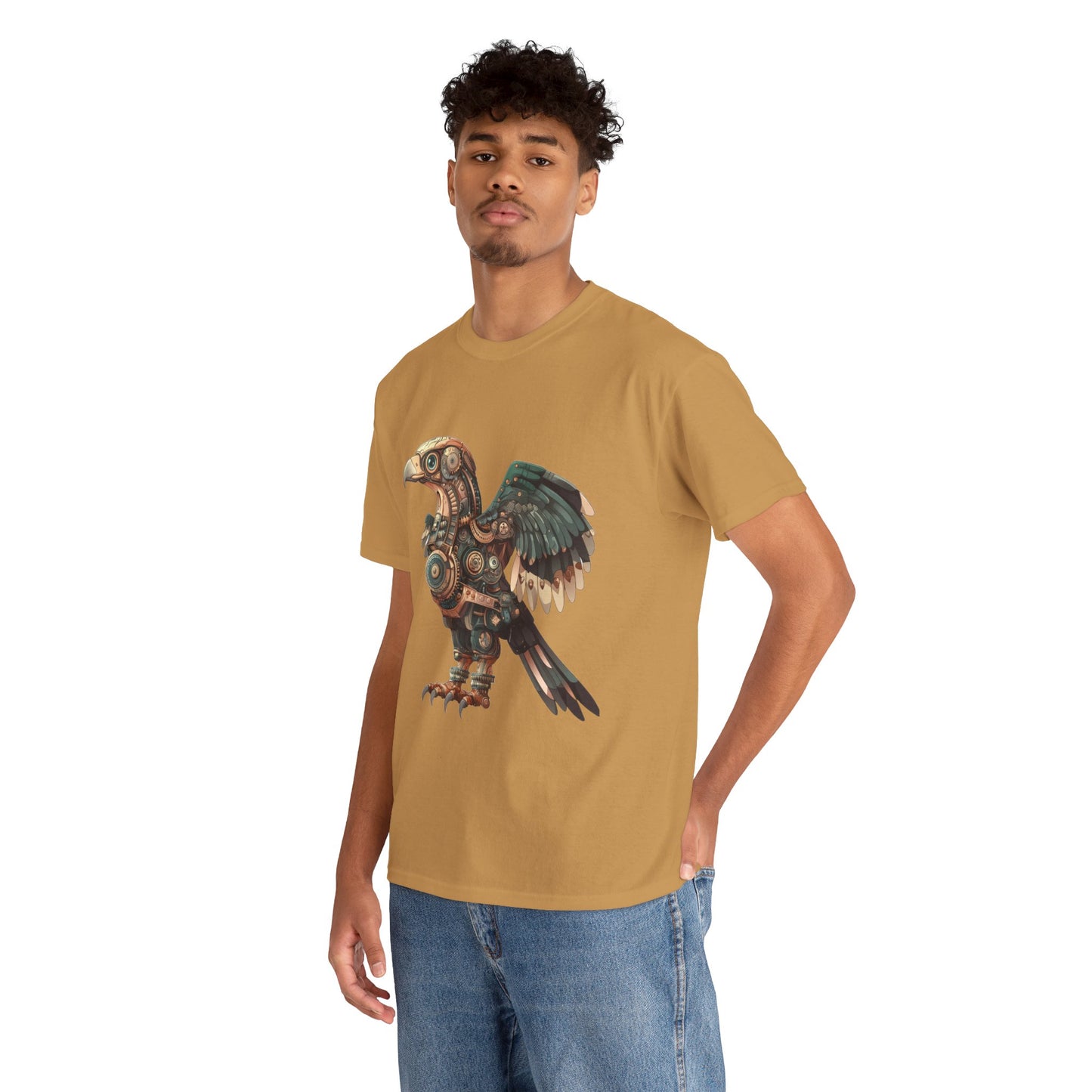 Steampunk Eagle Mens Tee, Cotton Tee with Mechanical Bird Design, Vintage Graphic Shirt, Gift for Bird Lovers, Unique Art Apparel