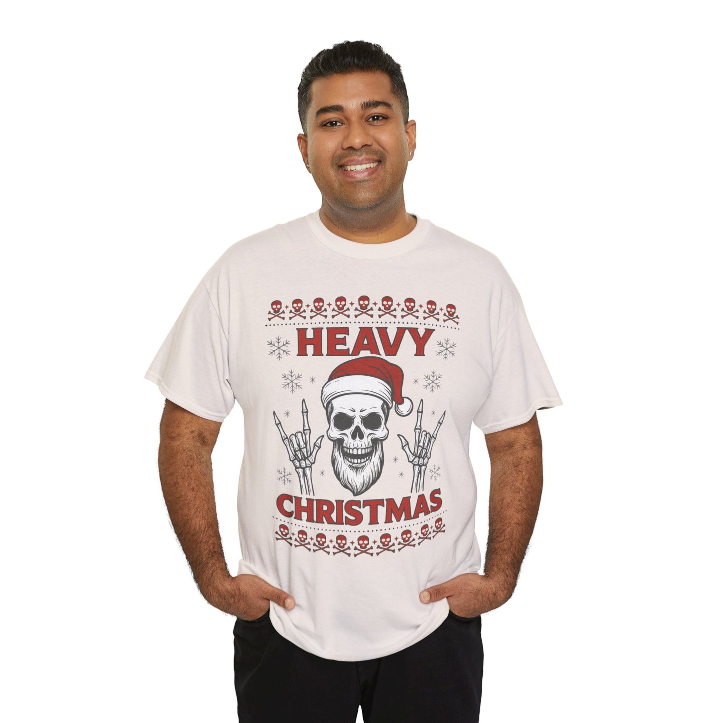 Heavy Christmas Sweatshirt, Metal Santa Skull Holiday Pullover for Men