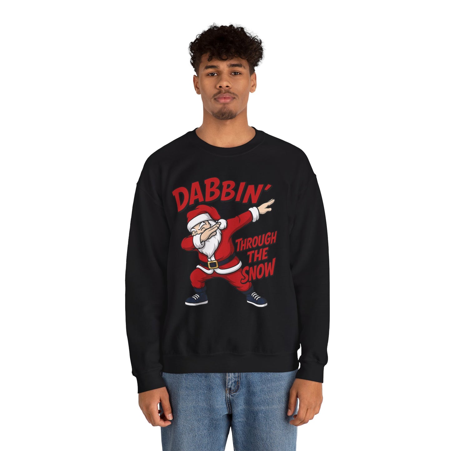 Dabbin Through The Snow Santa Men's Christmas Sweatshirt, Funny Holiday Jumper
